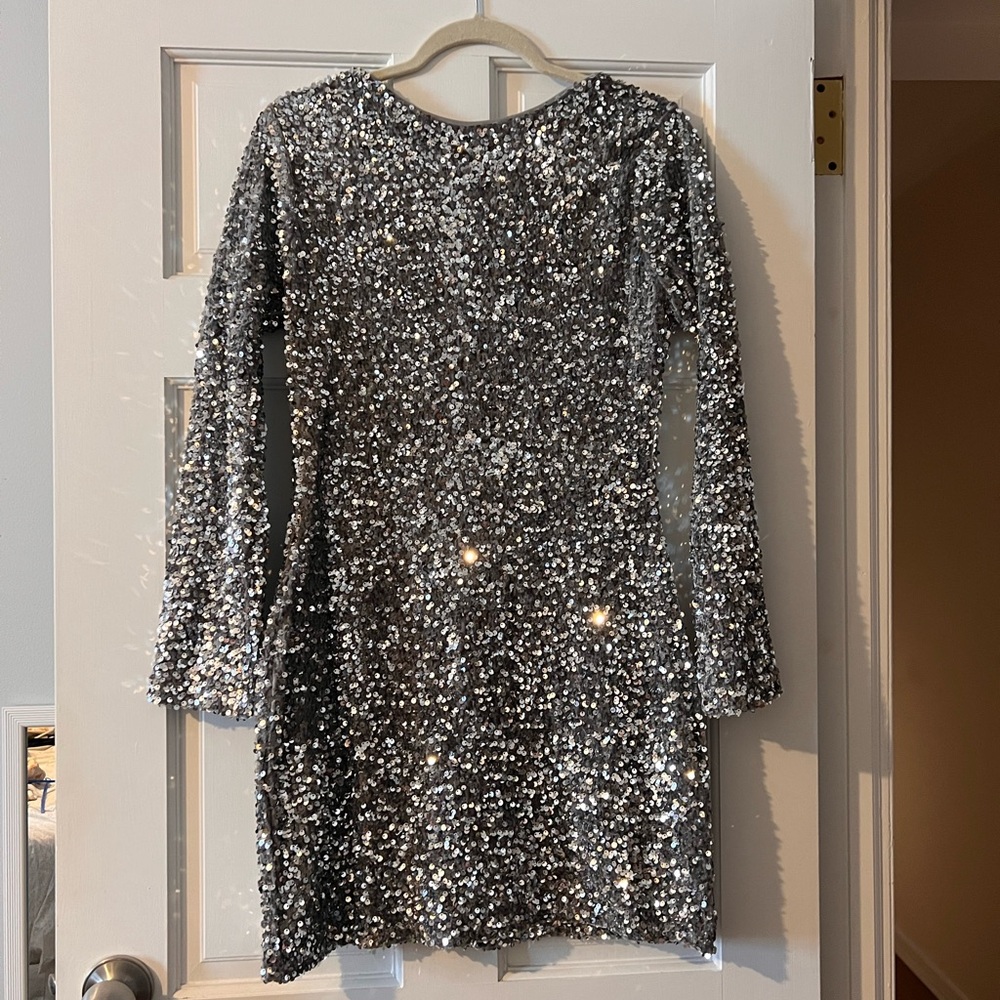 Sequin open back cocktail dress